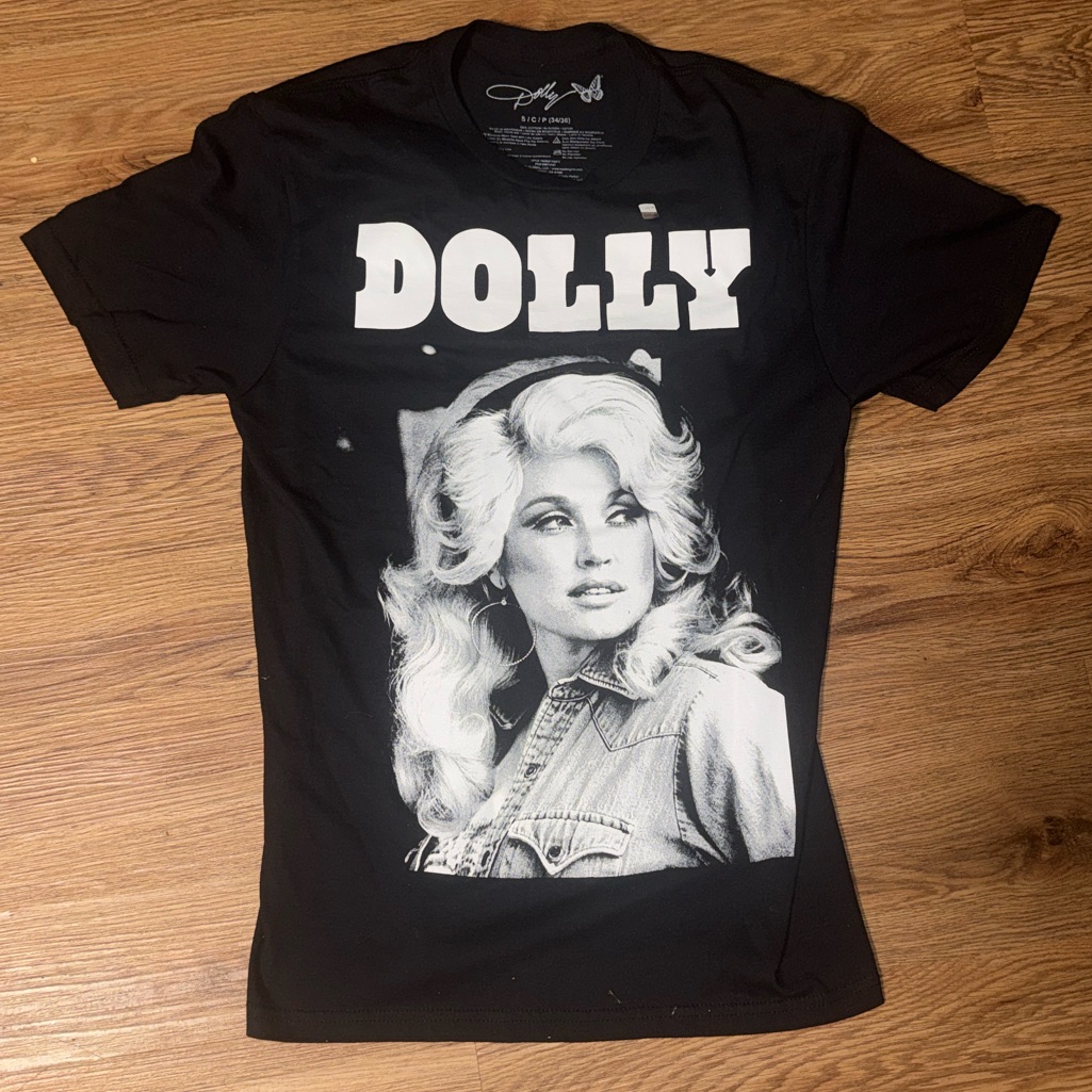 Dolly Parton Graphic Tee With Dolly Portrait - Black & White New
